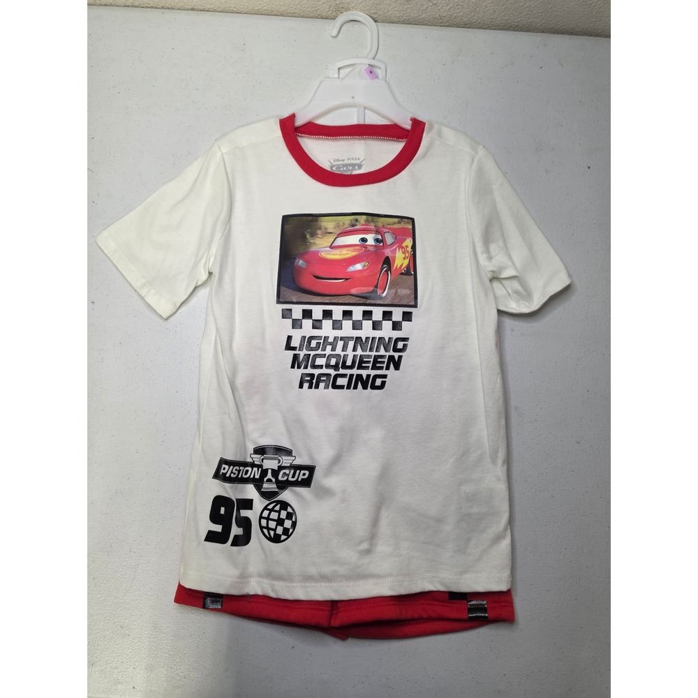 Disney Pixar Cars Lightning McQueen Racing T-Shirt and Shorts Set Kids Size 6